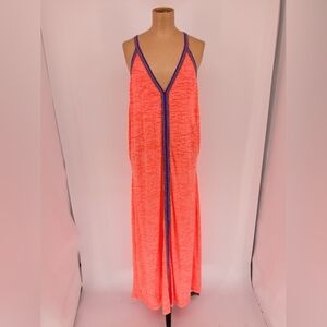 Pitusa Inca Neon Coral Purple Women's Maxi Beach Coverup Sun Dress OS Standard